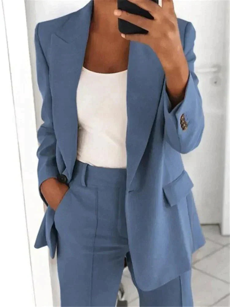 Women's Two-Piece Trouser Suit with Jacket and Trousers