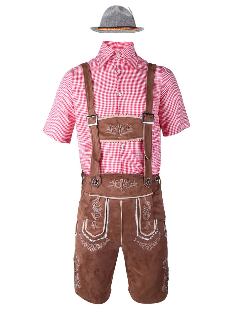 Men's Oktoberfest Lederhosen Costume with Shirt and Braces