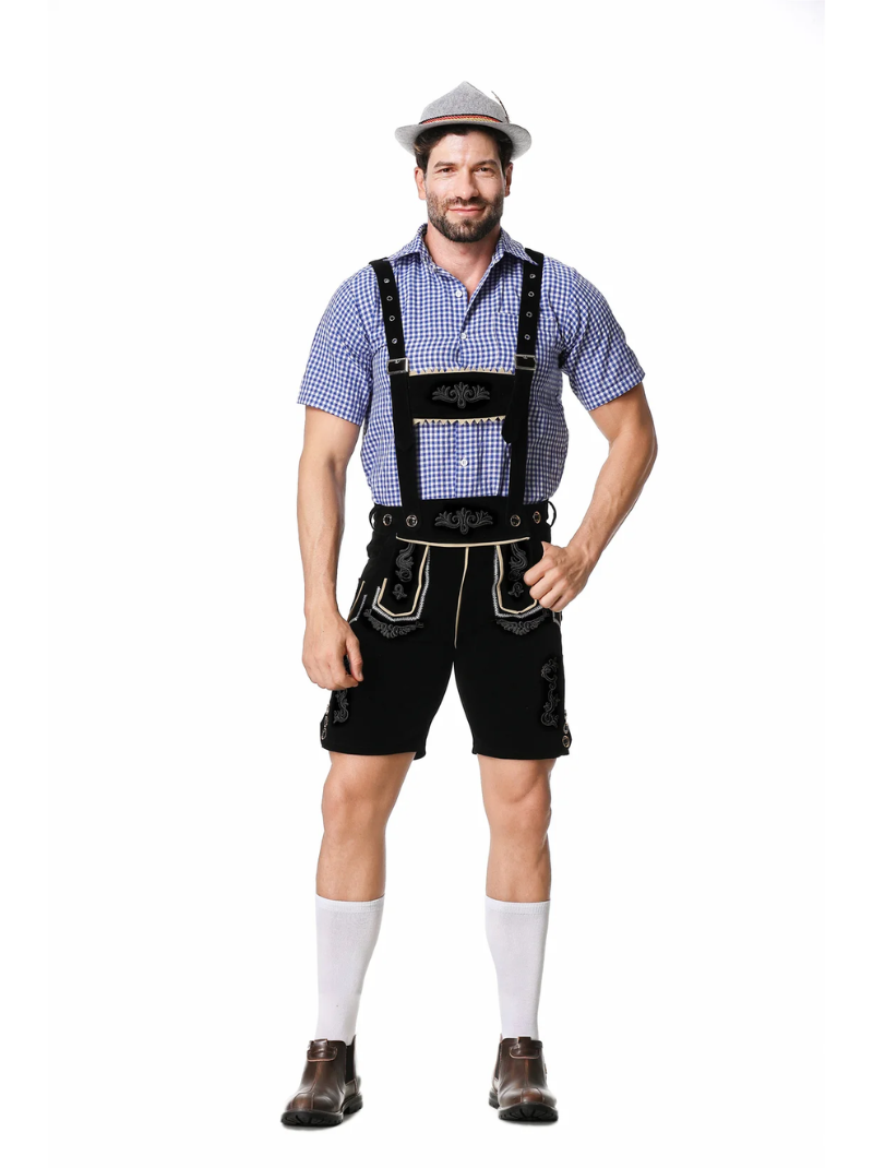 Men's Oktoberfest Lederhosen Costume with Shirt and Braces