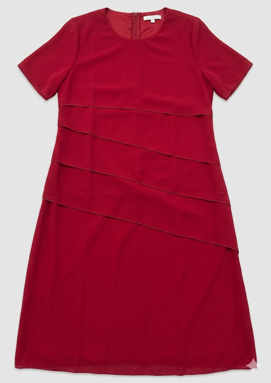 Women's Chiffon Dress with Tiered Front and Short Sleeves