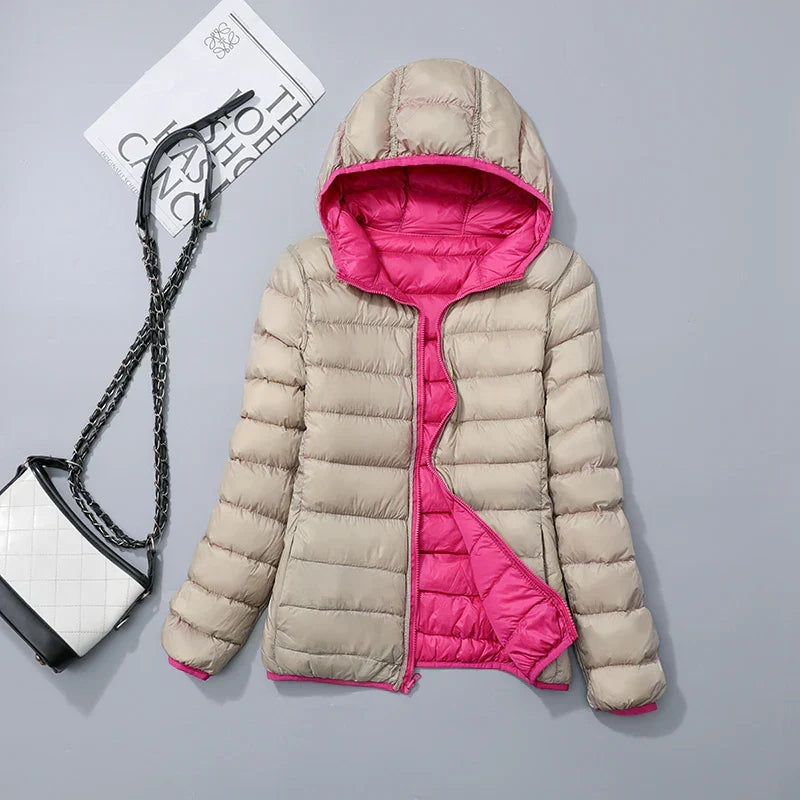 Women's Reversible Down Jacket with Fitted Silhouette
