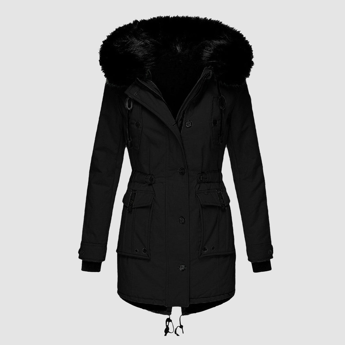 Women's Winter Parka with Faux Fur Hood for Cold Days