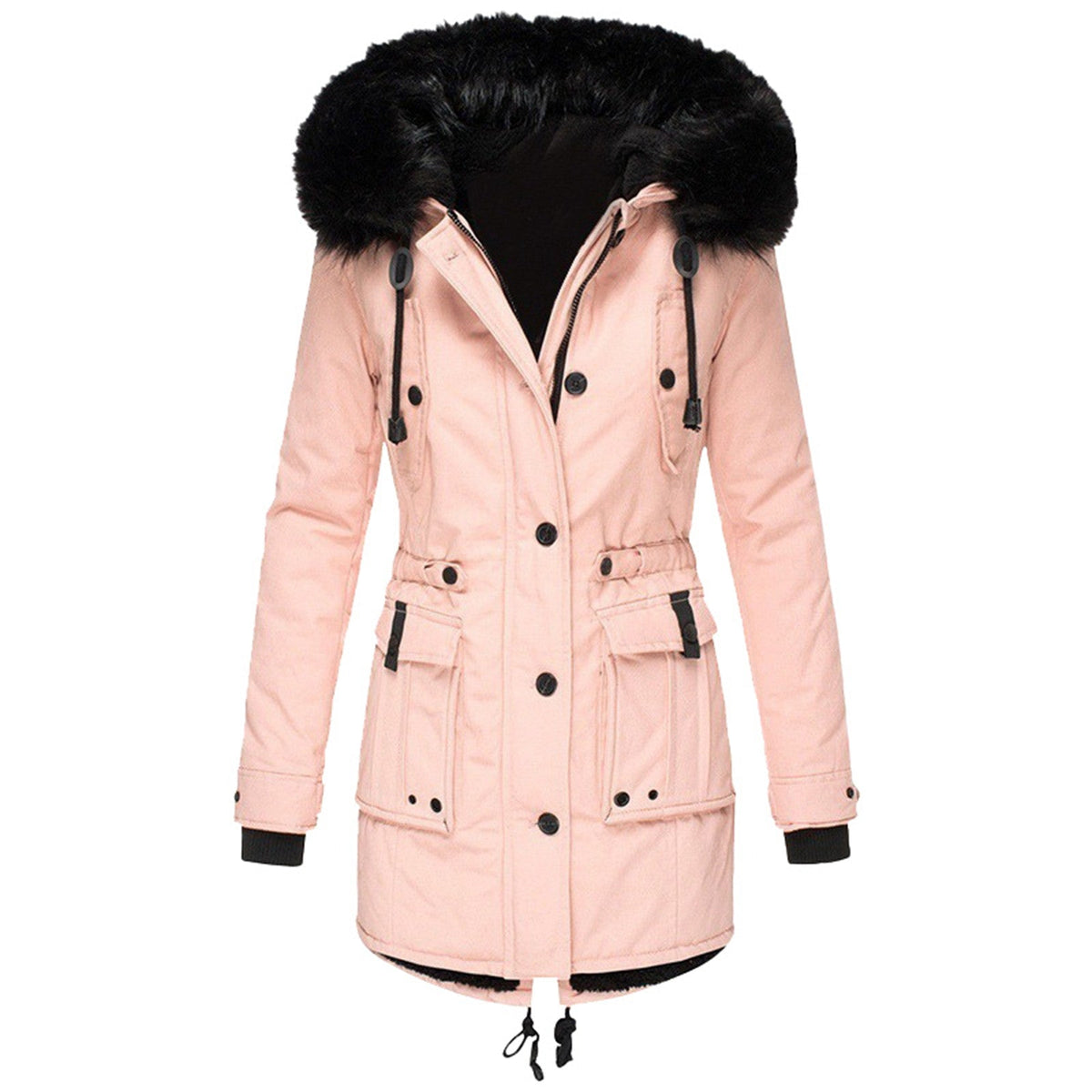 Women's Winter Parka with Faux Fur Hood for Cold Days