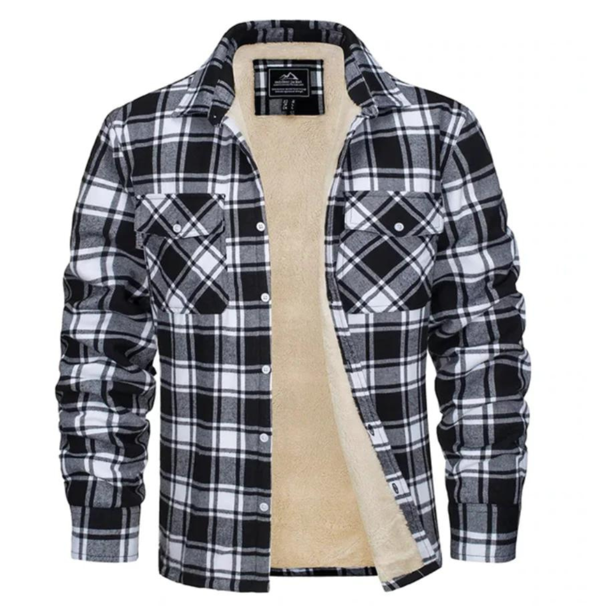 Women's Fleece-Lined Check Jacket with Hood and Relaxed Fit