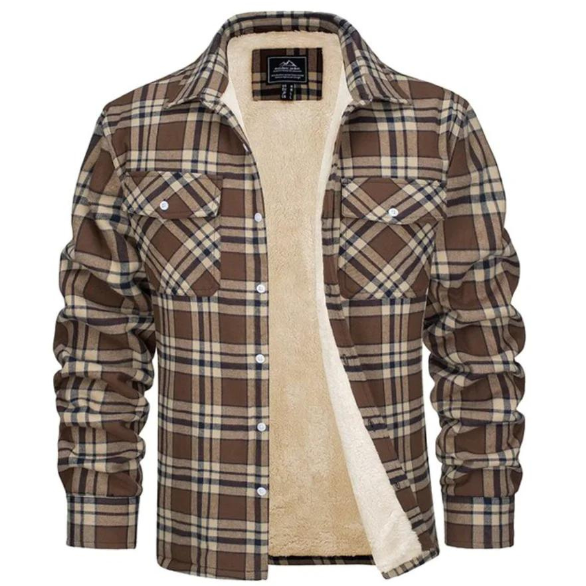 Women's Fleece-Lined Check Jacket with Hood and Relaxed Fit