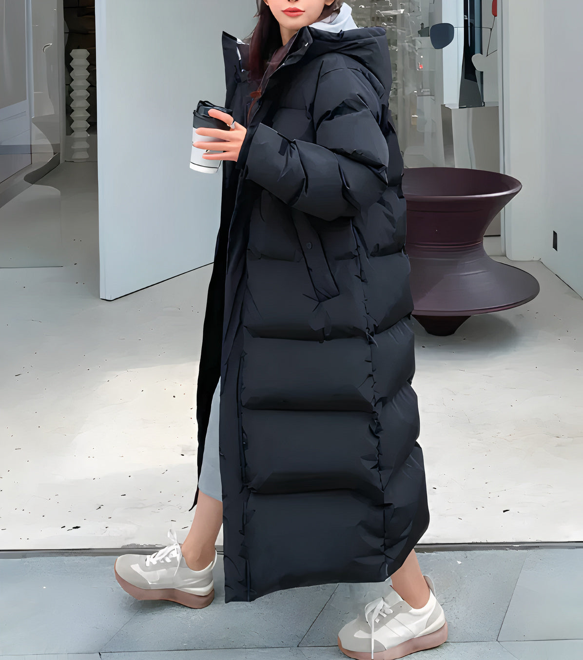 Women's Long Waterproof and Windproof Parka with Hood