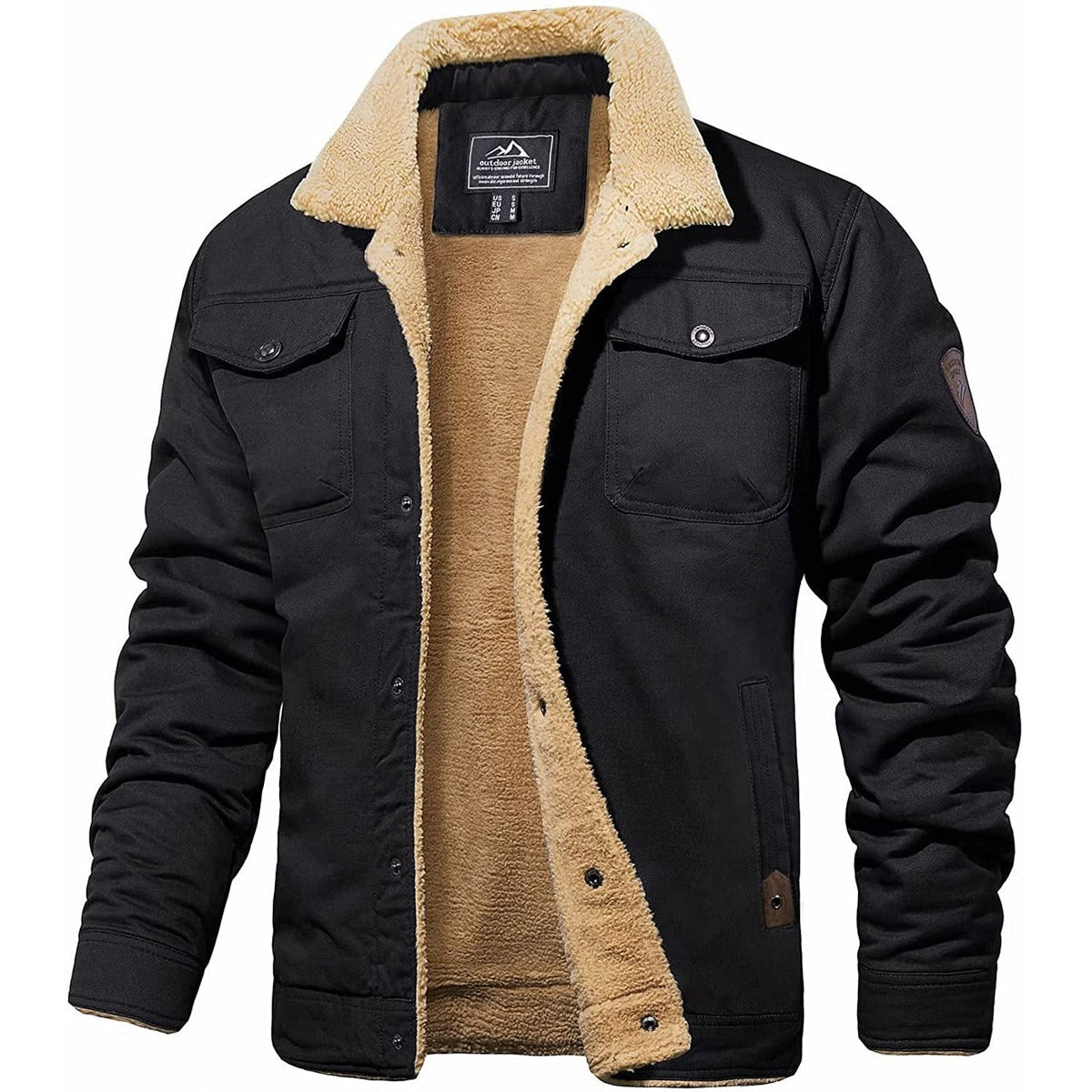 Men's Bomber Jacket with Thermal Lining and Windproof Shell
