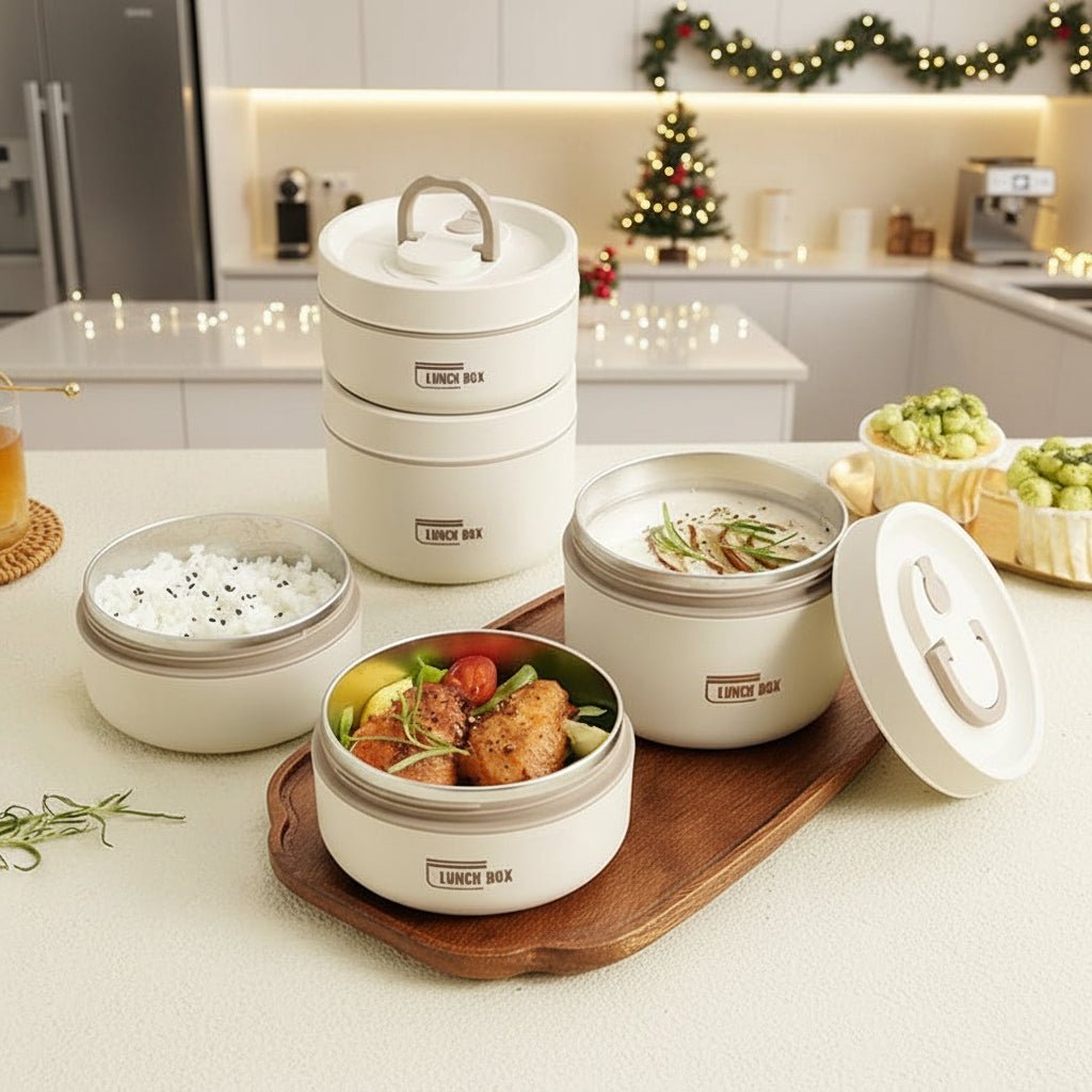 Insulated Stainless Steel Lunch Box with Carry Bag for Hot Meals