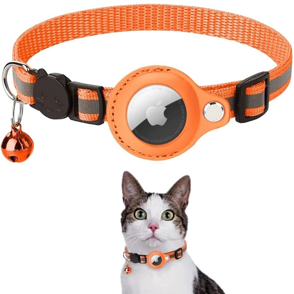Reflective Cat Collar with GPS Tracker Holder and Safety Buckle