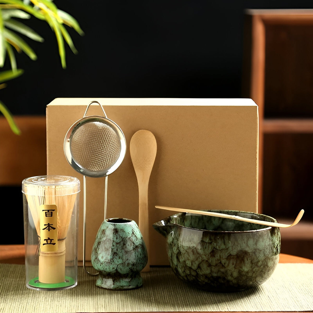 6-Piece Matcha Tea Set with Bamboo Whisk for Tea Ceremonies