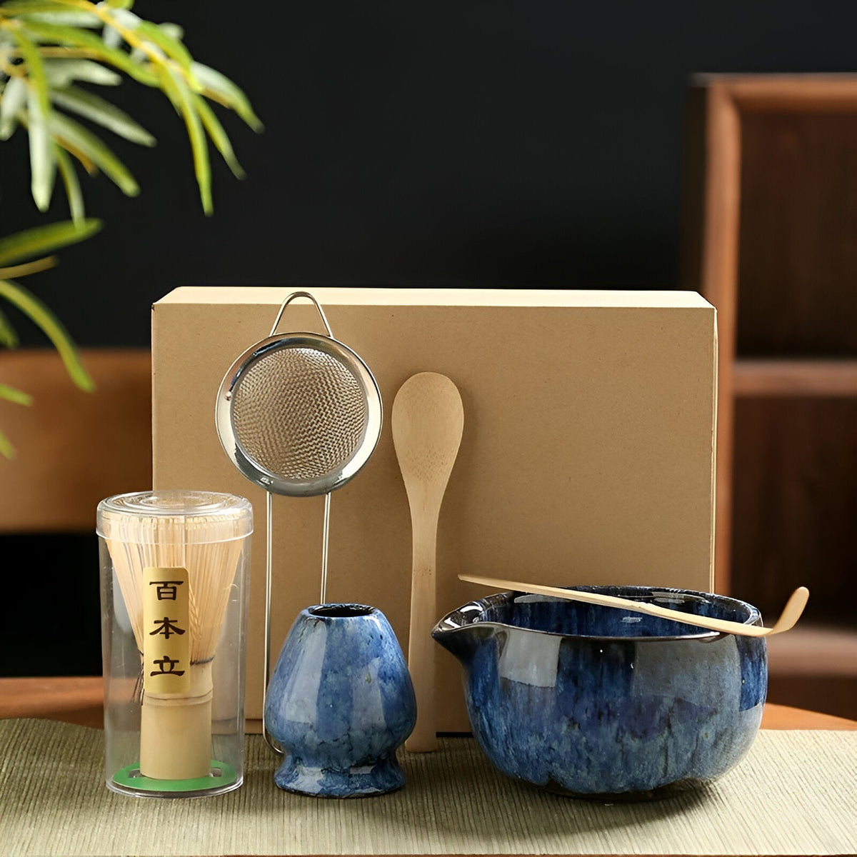 6-Piece Matcha Tea Set with Bamboo Whisk for Tea Ceremonies