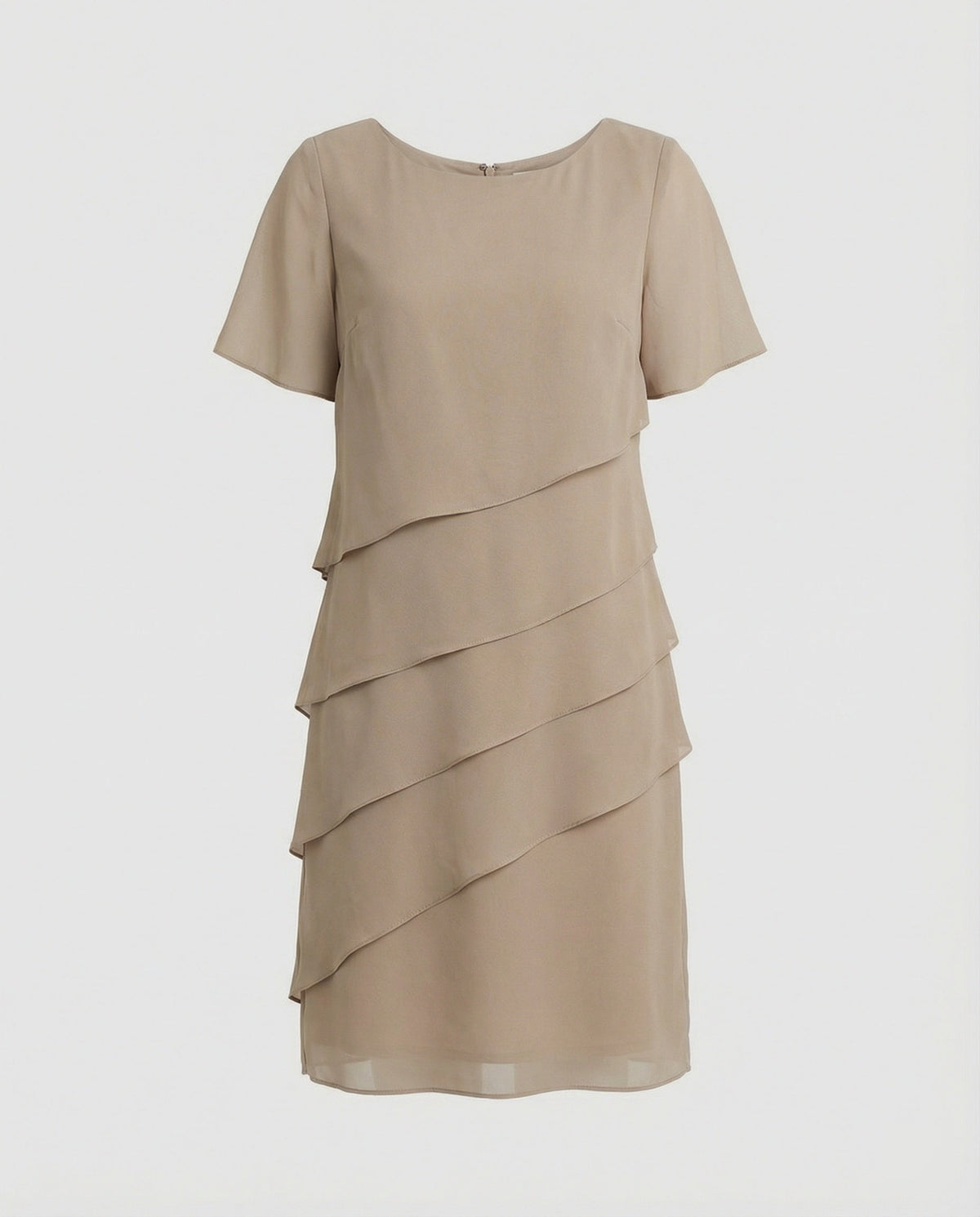 Women's Chiffon Dress with Tiered Front and Short Sleeves