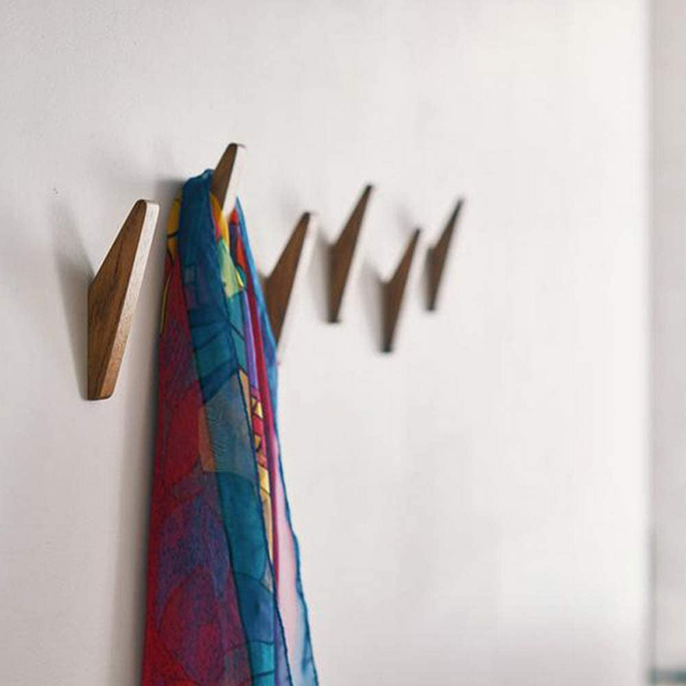Minimalist Wooden Wall Hooks Set of 6 with Rounded Design