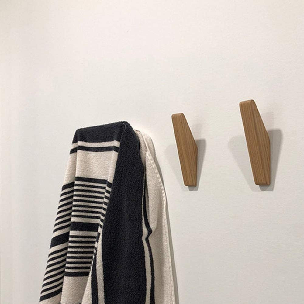 Minimalist Wooden Wall Hooks Set of 6 with Rounded Design