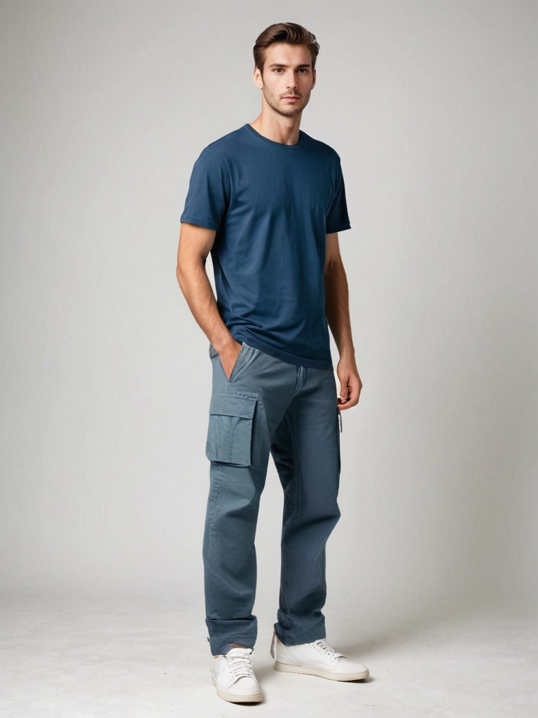 Men's Cargo Trousers with Relaxed Straight Fit and Roomy Pockets
