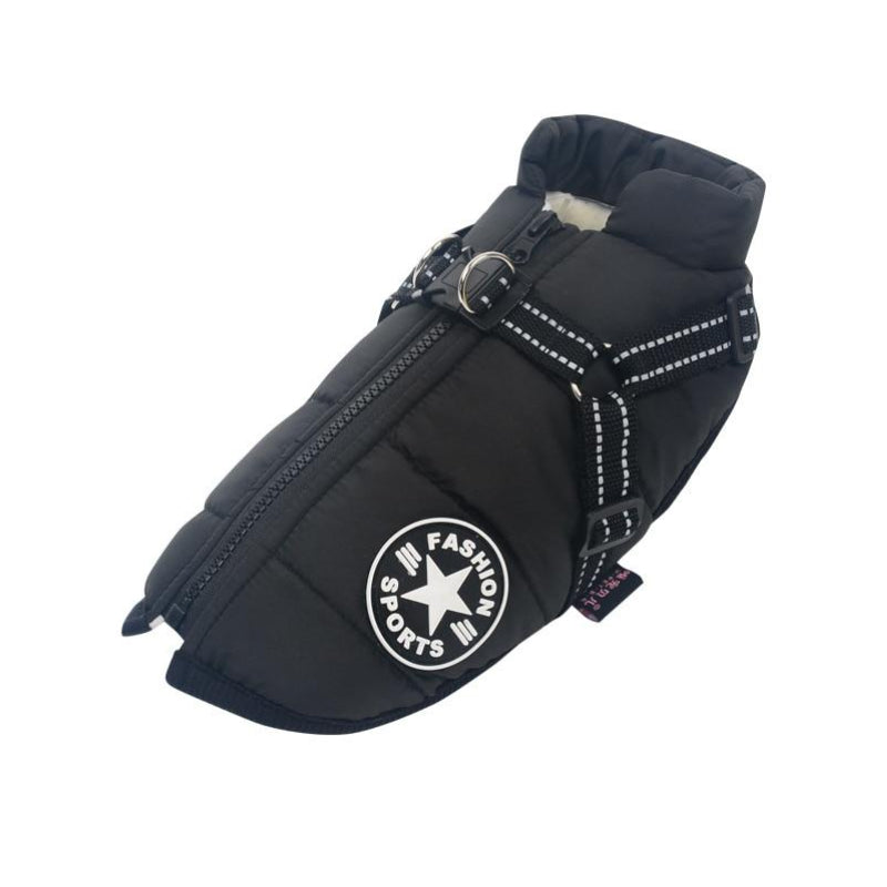 Waterproof Dog Jacket with Built-In Harness and Reflective Strip