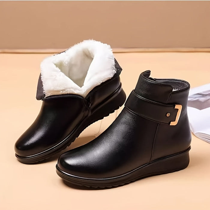 Damen-Stiefeletten mit Fleecefutter und Schnallendetail