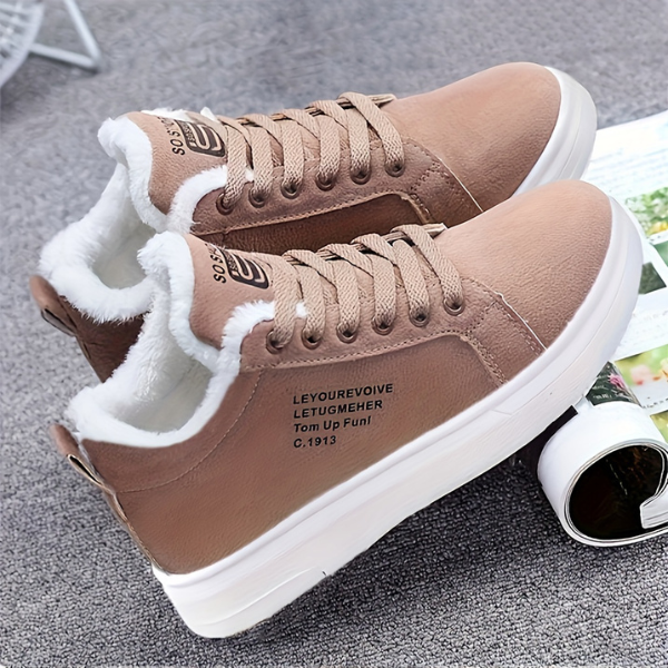 Scarpe da ginnastica basse da donna foderate in ecopelliccia per l'inverno