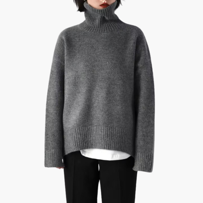 Damen-Rollkragenpullover mit Rippstruktur