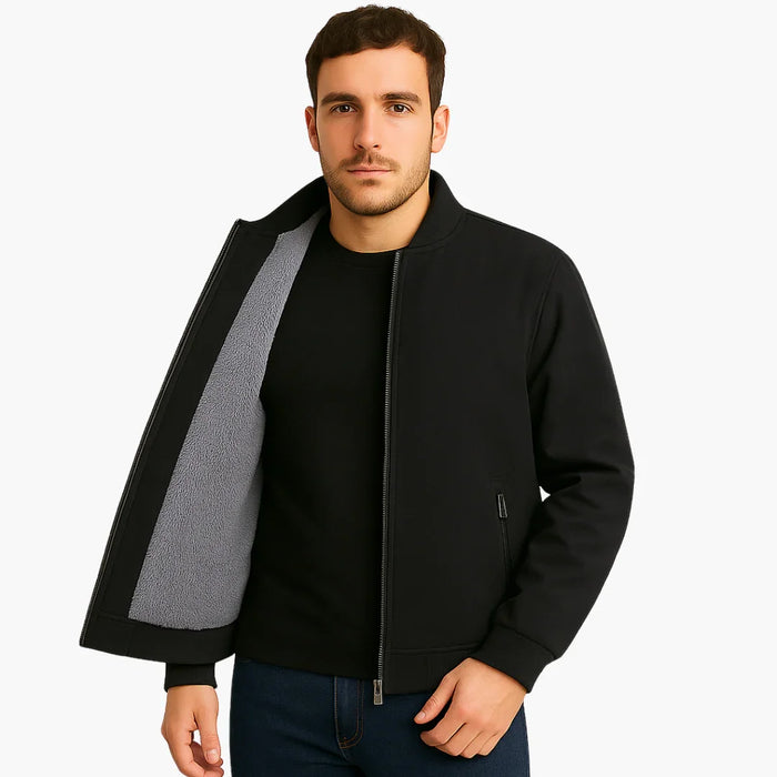 Herren-Bomberjacke mit Reißverschluss und Fleece-Futter