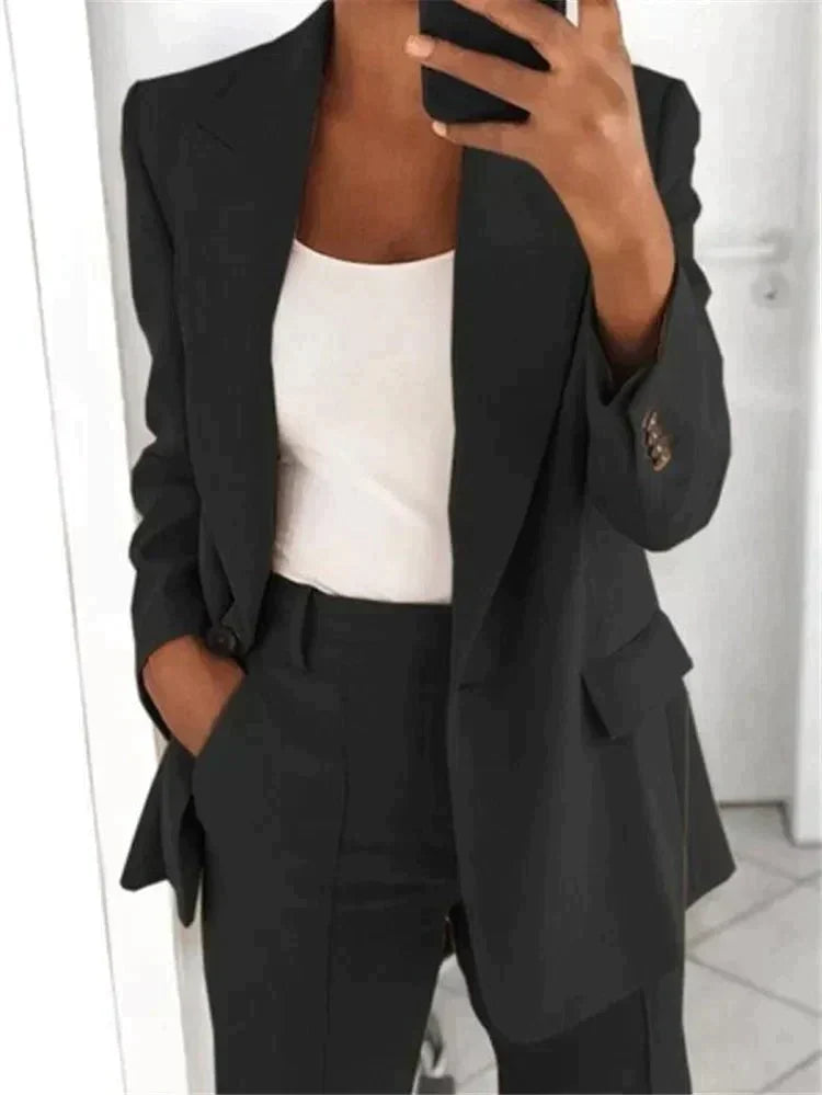 Women's Two-Piece Trouser Suit with Jacket and Trousers