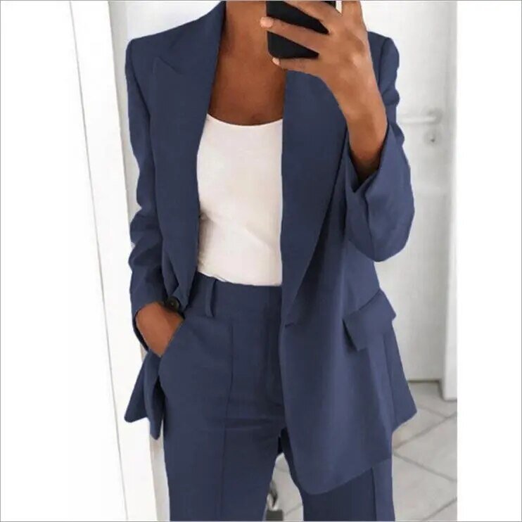 Women's Two-Piece Trouser Suit with Jacket and Trousers