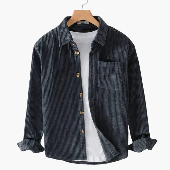 Manlig kord-overshirt – oversize långa ärmar och knappslå