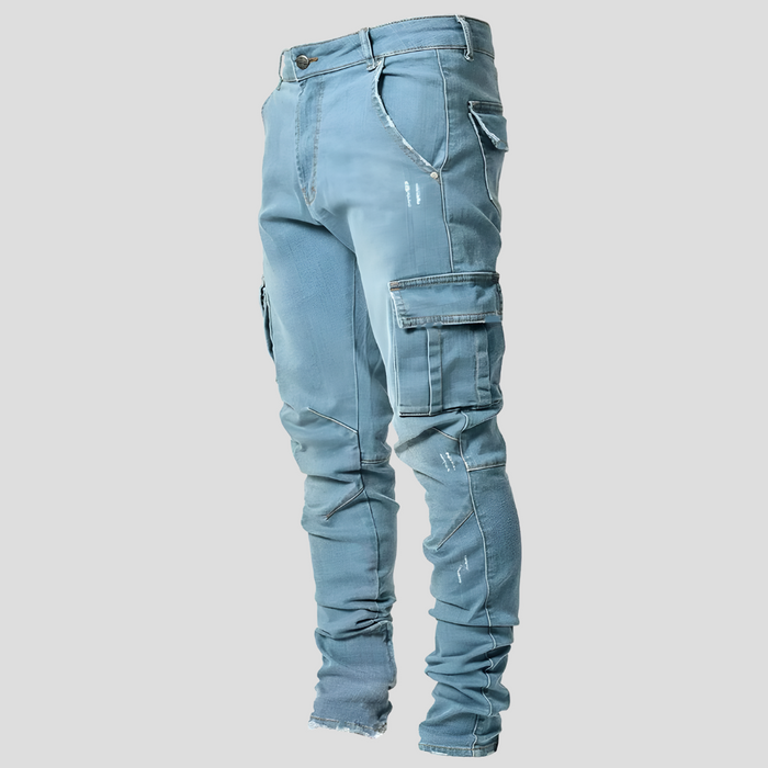 Jean cargo slim pour homme avec poches latérales