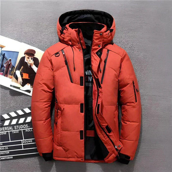 Herren-Steppjacke mit Kapuze und Reißverschlusstaschen