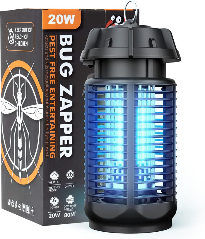 Elektrisk insektsdödare med 20W UV-ljus och 4200V nät, IPX4 vattentät – Zeytra