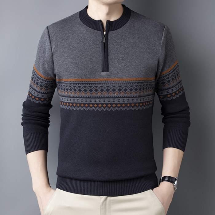 Men's Fair Isle Colourblock Crew Neck Jumper