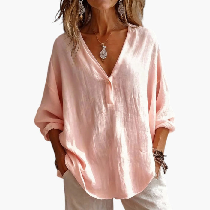 Blusa de senhora com mangas compridas e corte fluido