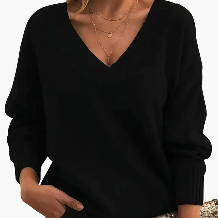 Pull pour femme à col en V et manches longues