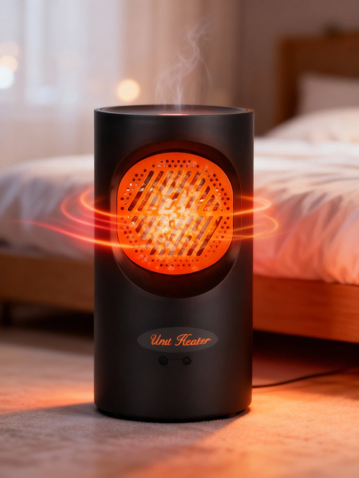 Przenośny mini grzejnik elektryczny 300W | Spiralny element grzewczy, 7 łopatek wentylatora | Cicha praca