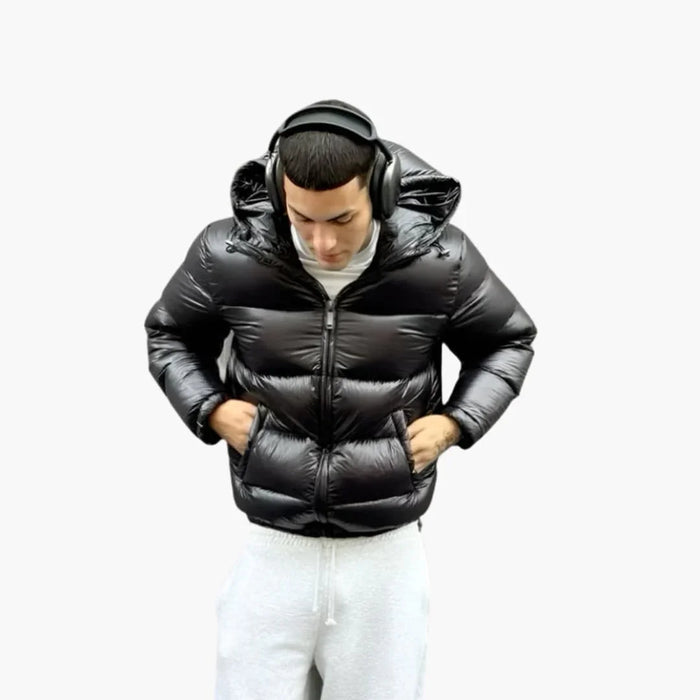 Chaqueta acolchada para hombre con capucha y bolsillos laterales
