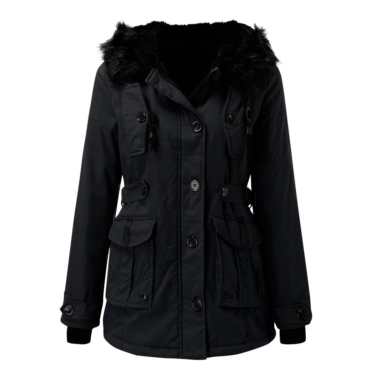 Women's Winter Parka with Faux Fur Hood for Cold Days