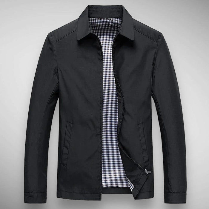 Men's Harrington Jacket with Check Lining and Collar