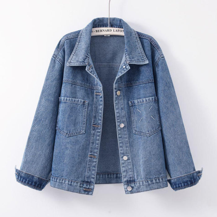 Casaco de ganga para mulher Azul Oversized com fecho de botões