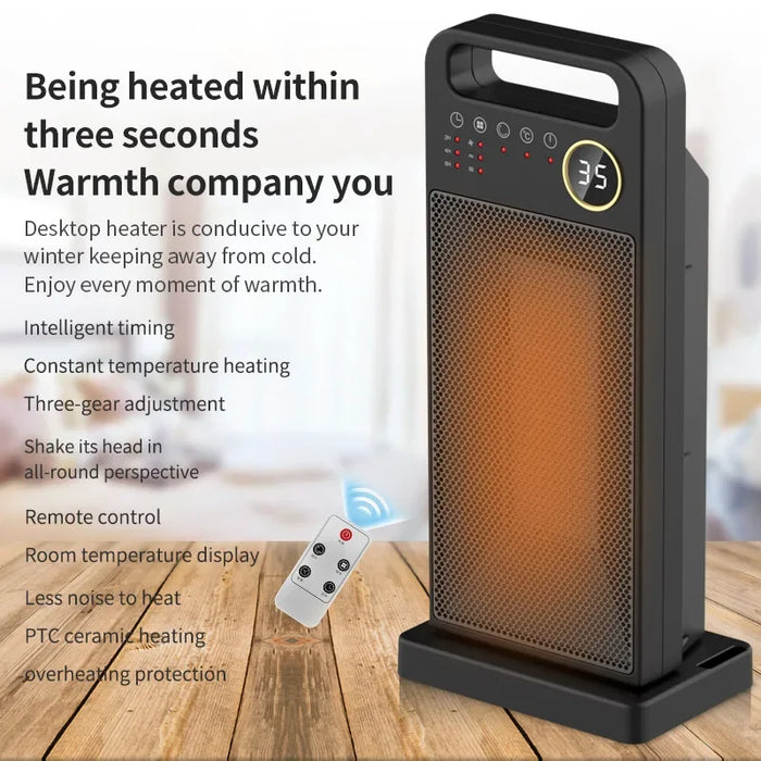 Calefactor eléctrico de 2000W con control remoto y pantalla táctil