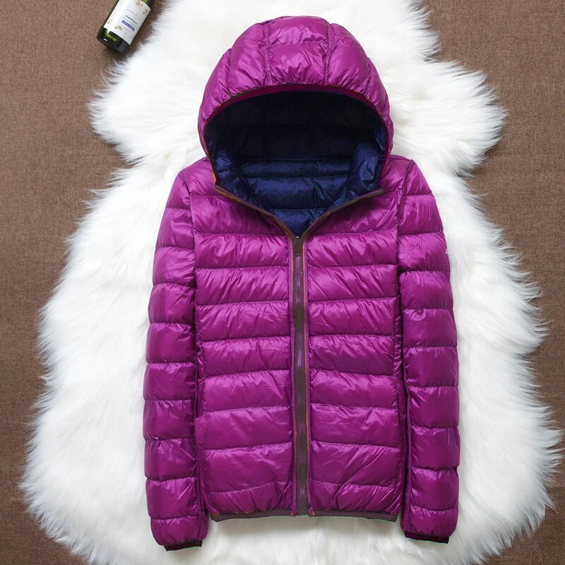Women's Reversible Down Jacket with Fitted Silhouette