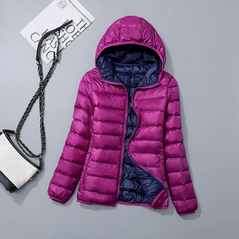 Women's Reversible Down Jacket with Fitted Silhouette