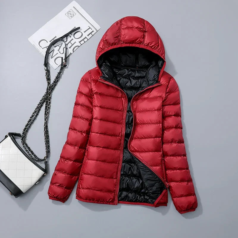 Women's Reversible Down Jacket with Fitted Silhouette