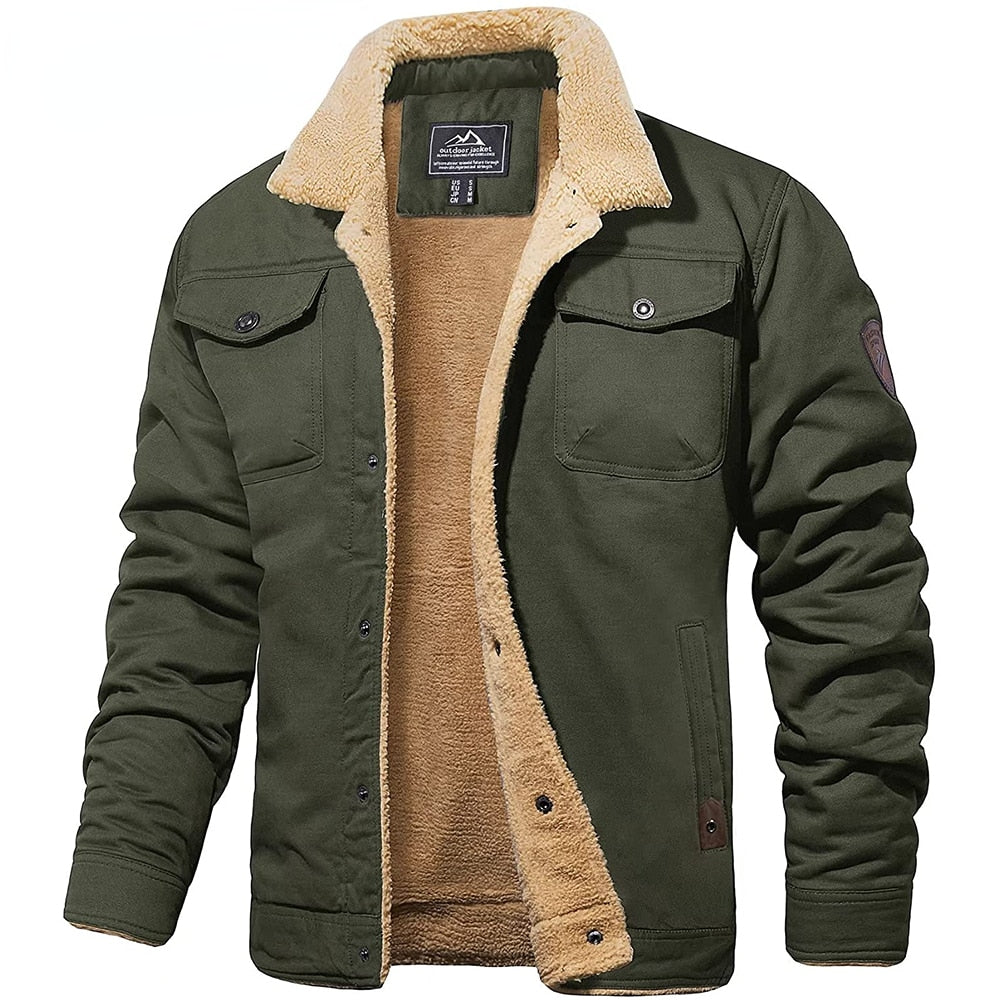 Men's Bomber Jacket with Thermal Lining and Windproof Shell