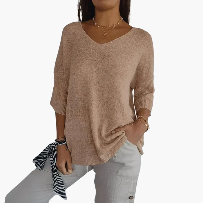 Top de mujer con cuello de pico, top holgado de verano para el tiempo libre