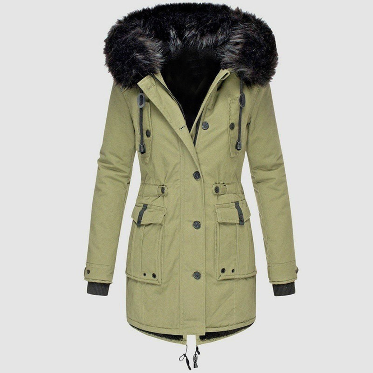 Women's Winter Parka with Faux Fur Hood for Cold Days