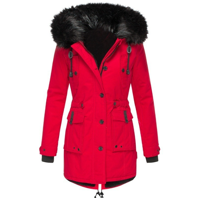 Women's Winter Parka with Faux Fur Hood for Cold Days