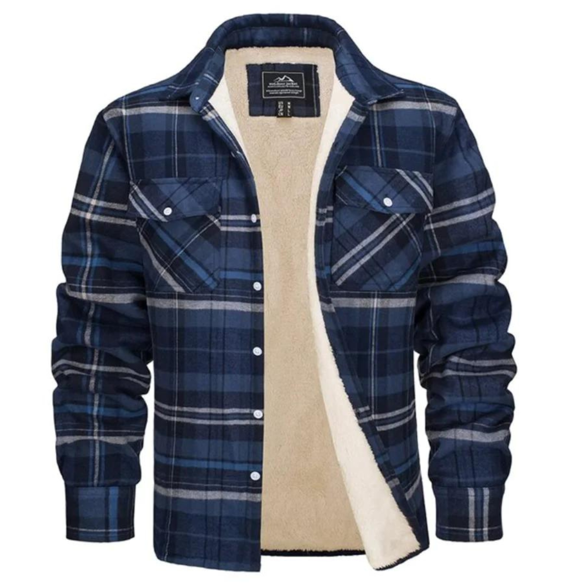 Women's Fleece-Lined Check Jacket with Hood and Relaxed Fit