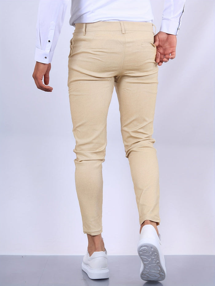 Men's Skinny Trousers with Stretch and Button Closure