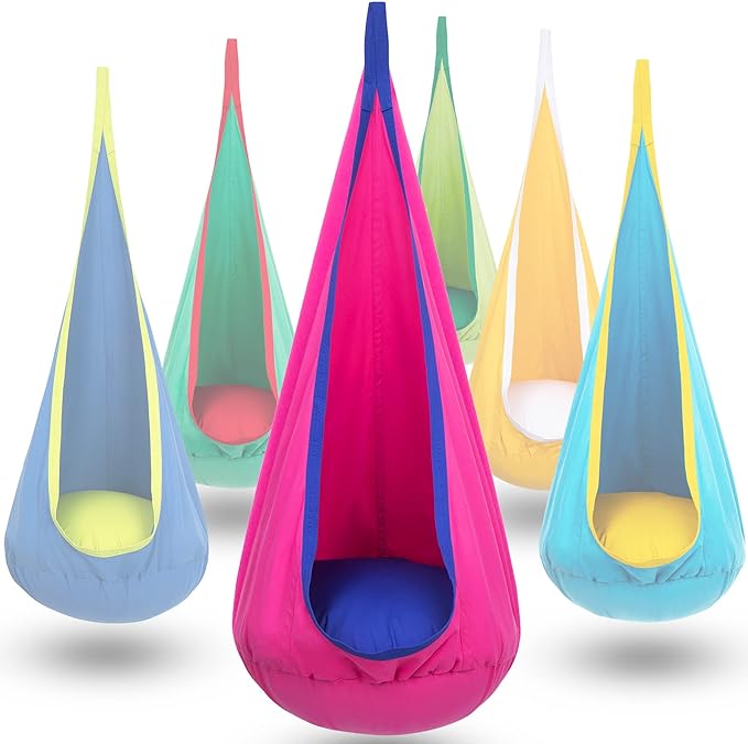Kids' Hanging Pod Swing with Inflatable Cushion for Play and Rest