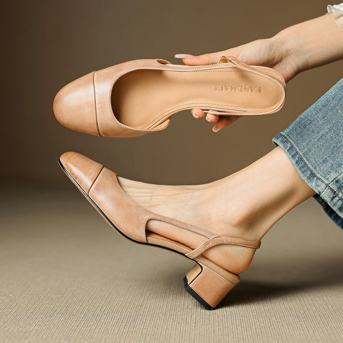 Damen-Slingback-Pumps mit mandelförmiger Spitze und mittelhohem Blockabsatz